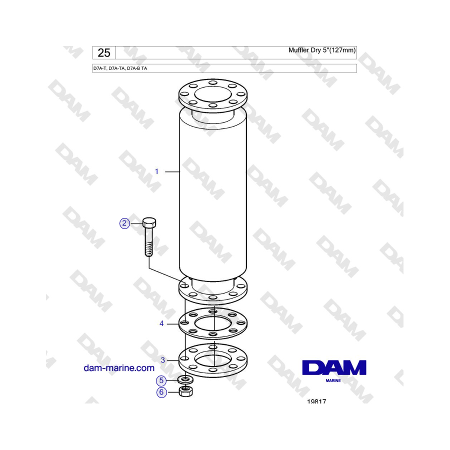 Volvo Penta D7A-T, D7A-TA, D7A-B TA - Muffler Dry 5''(127mm)