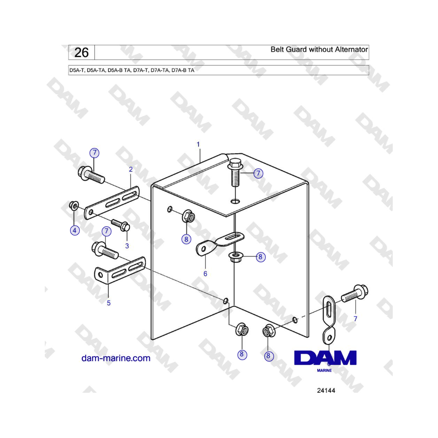 Volvo Penta D5A-T, D5A-TA, D5A-B TA, D7A-T, D7A-TA, D7A-B TA - Belt Guard without Alternator 