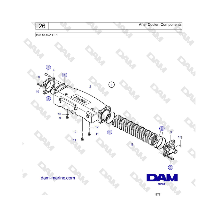 Volvo Penta D5A-TA, D5A-B TA - After Cooler, Components 