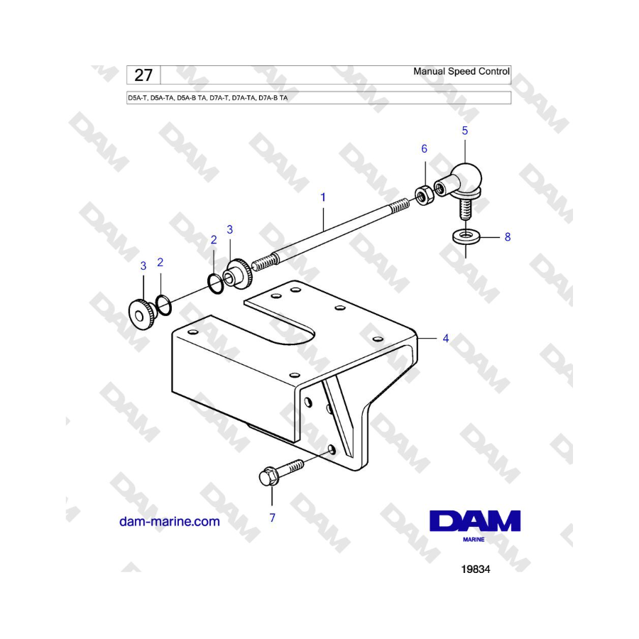 Volvo Penta D5A-T, D5A-TA, D5A-B TA, D7A-T, D7A-TA, D7A-B TA - Manual Speed Control 