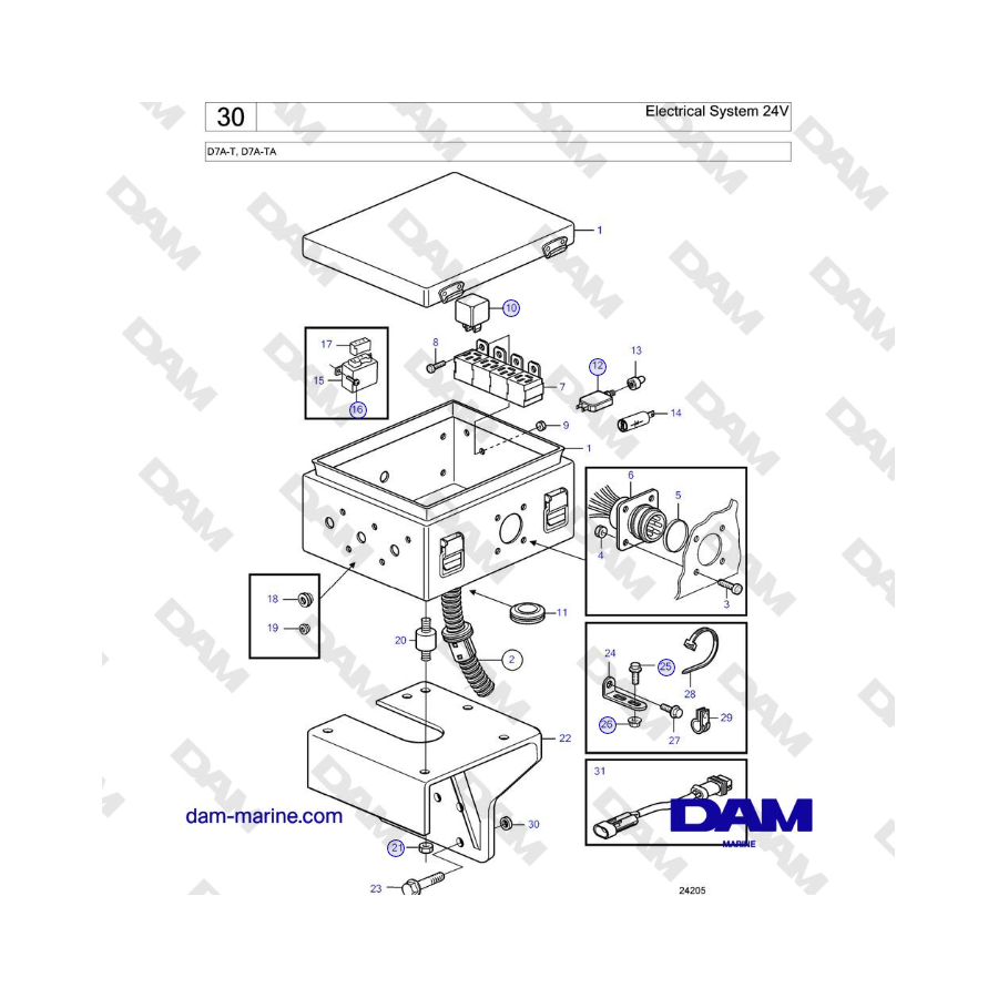 Volvo Penta D7A-T, D7A-TA - Electrical System 24V 