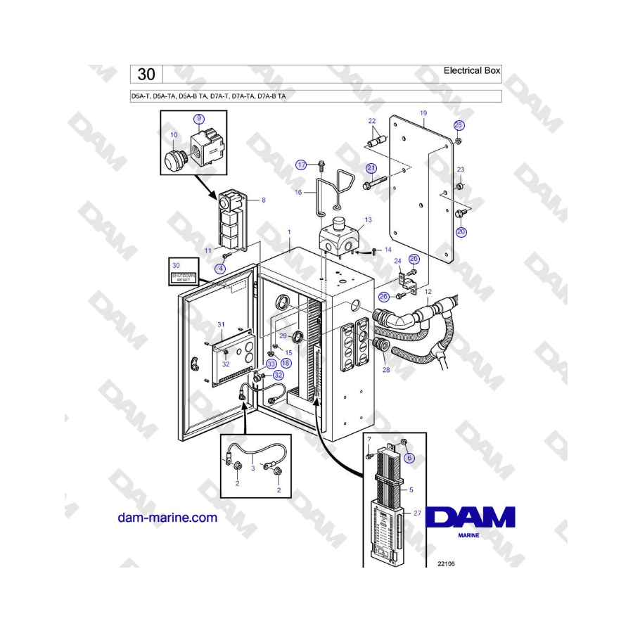 Volvo Penta D5A-T, D5A-TA, D5A-B TA, D7A-T, D7A-TA, D7A-B TA - Electrical Box