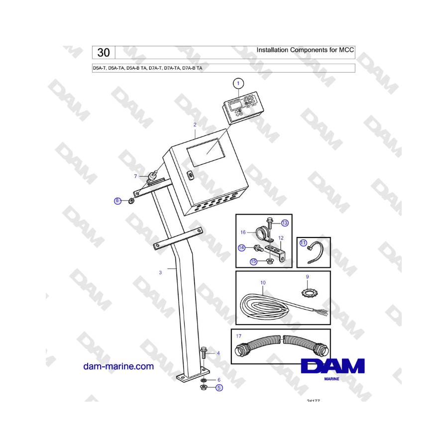 Volvo Penta D5A-T, D5A-TA, D5A-B TA, D7A-T, D7A-TA, D7A-B TA - Installation Components for MCC 