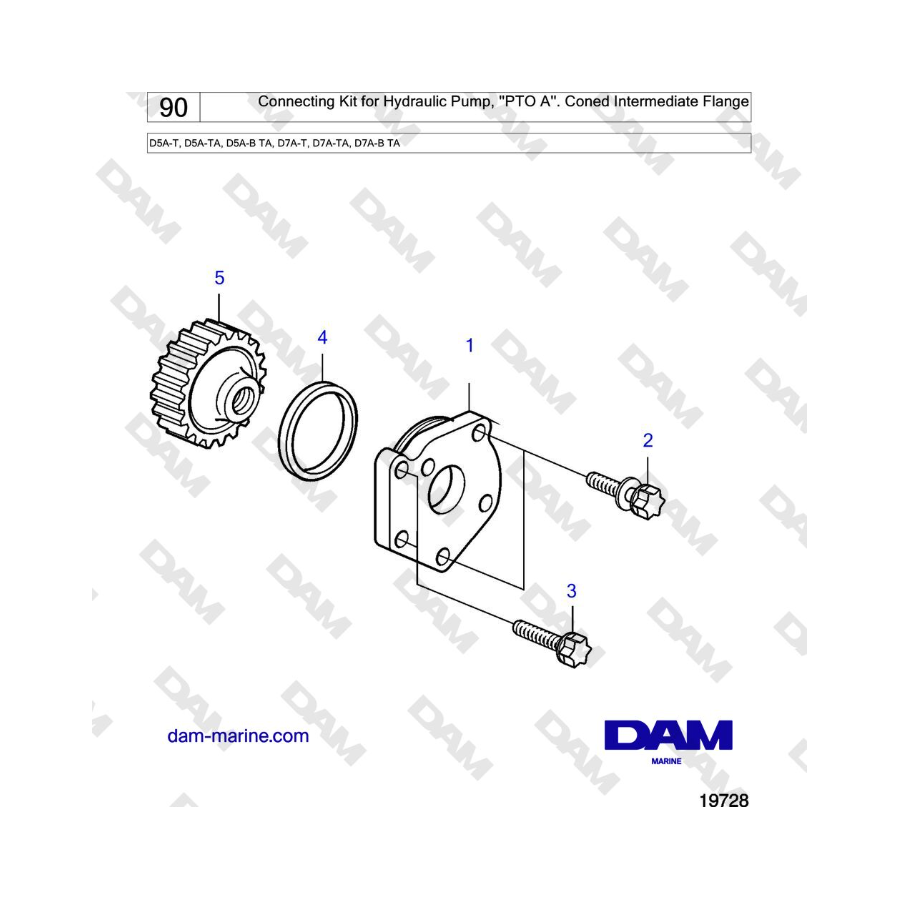 Volvo Penta D5A-T, D5A-TA, D5A-B TA, D7A-T, D7A-TA, D7A-B TA - Connecting Kit for Hydraulic Pump