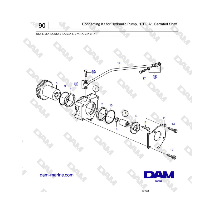 Volvo Penta D5A-T, D5A-TA, D5A-B TA, D7A-T, D7A-TA, D7A-B TA - Connecting Kit for Hydraulic Pump