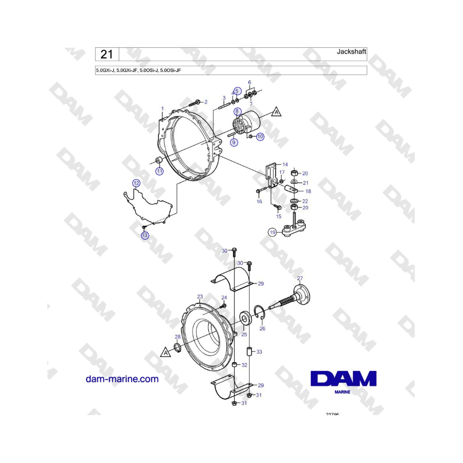 Volvo Penta 5.0GXi-J, 5.0GXi-JF, 5.0OSi-J, 5.0OSi-JF - Jackshaft 