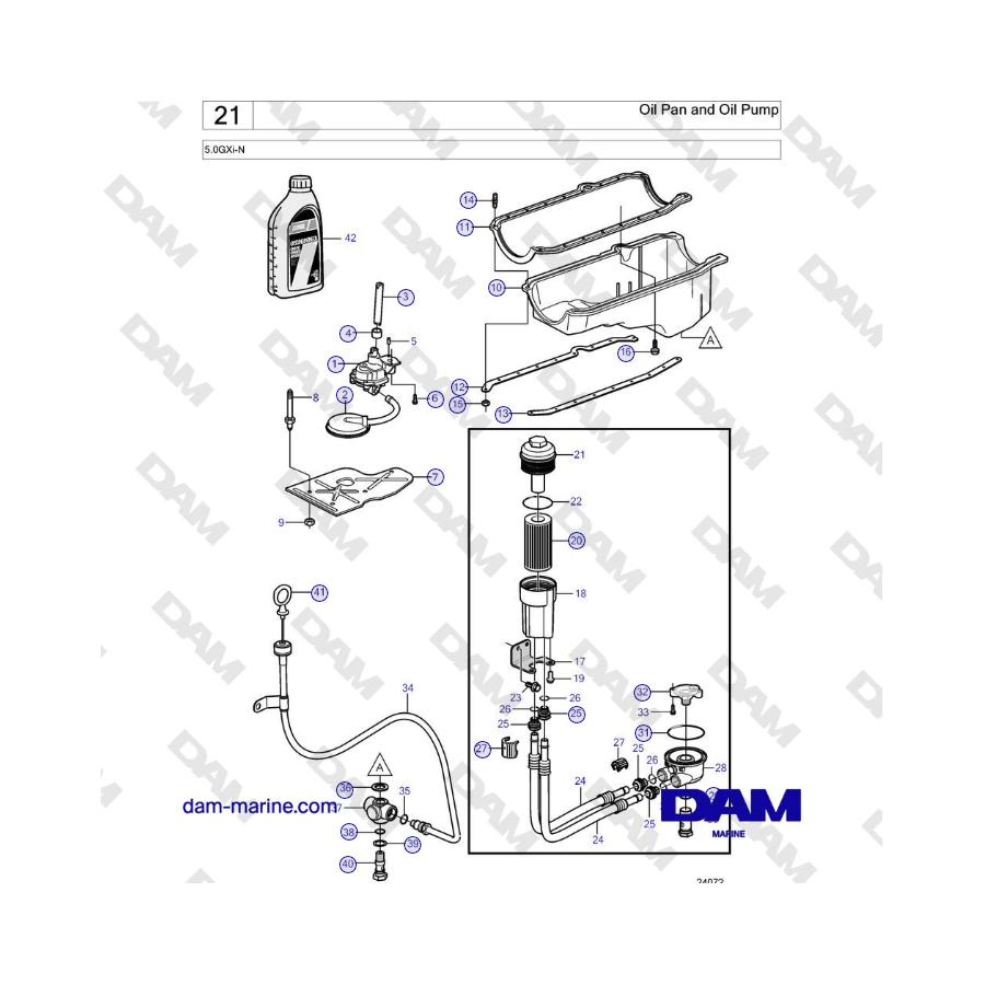 Volvo Penta 5.0GXi-N - Oil Pan and Oil Pump 