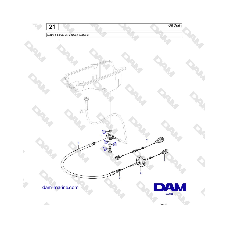 Volvo Penta 5.0GXi-J, 5.0GXi-JF, 5.0OSi-J, 5.0OSi-JF - Oil Drain