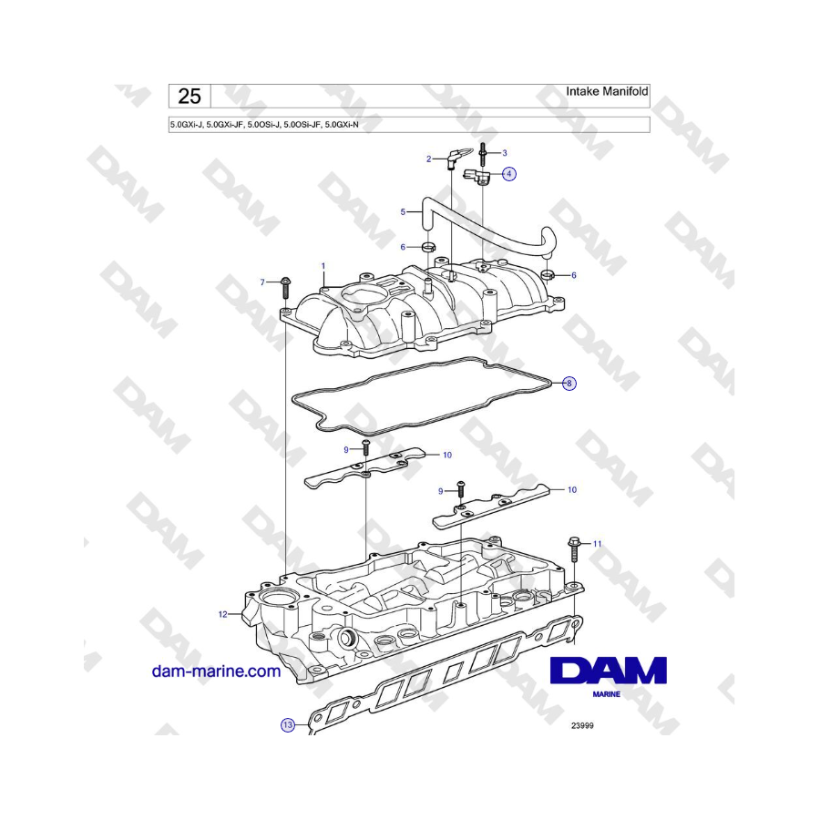 Volvo Penta 5.0GXi-J, 5.0GXi-JF, 5.0OSi-J, 5.0OSi-JF, 5.0GXi-N - Intake Manifold