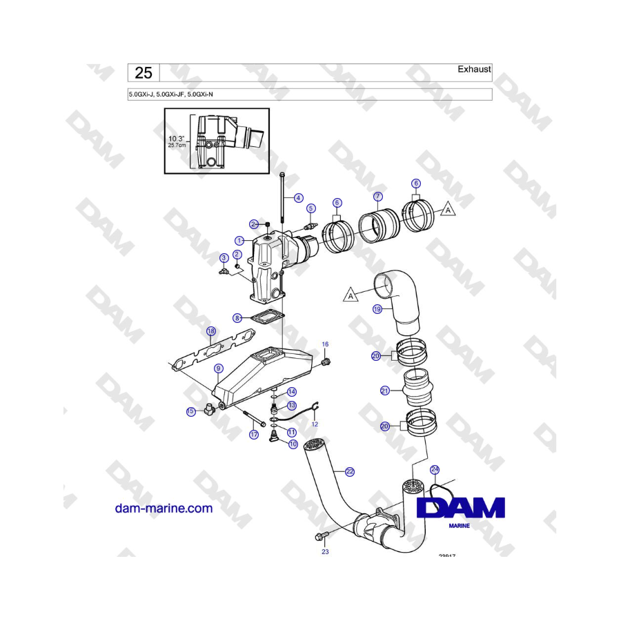 Volvo Penta 5.0GXi-J, 5.0GXi-JF, 5.0GXi-N - Exhaust