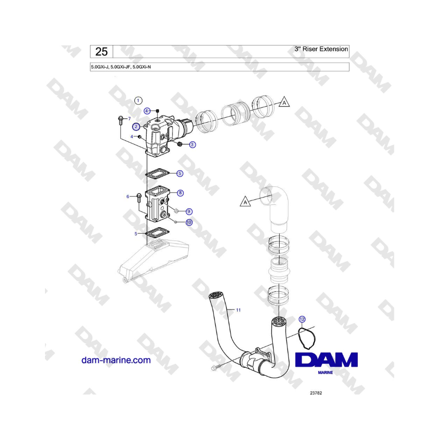 Volvo Penta 5.0GXi-J, 5.0GXi-JF, 5.0GXi-N - 3'' Riser Extension