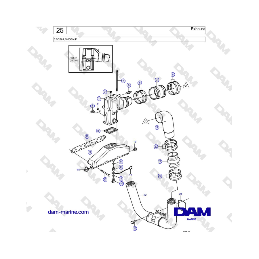 Volvo Penta 5.0OSi-J, 5.0OSi-JF - Exhaust