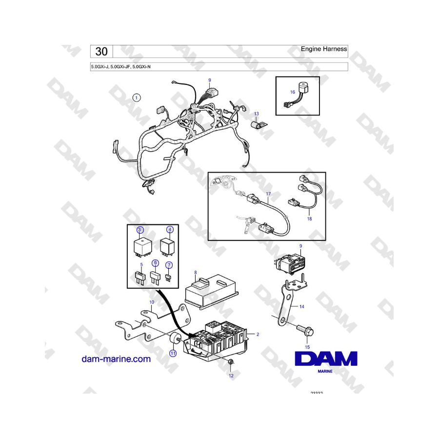 Volvo Penta 5.0GXi-J, 5.0GXi-JF, 5.0GXi-N - Engine Harness