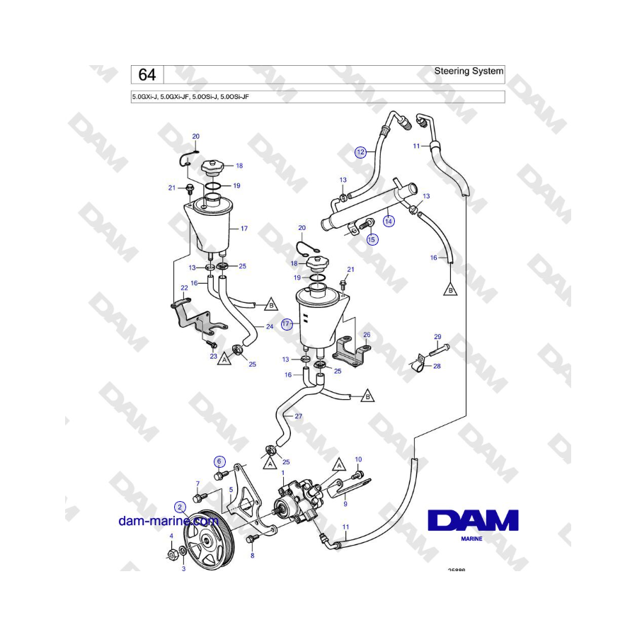 Volvo Penta 5.0GXi-J, 5.0GXi-JF, 5.0OSi-J, 5.0OSi-JF - Steering System