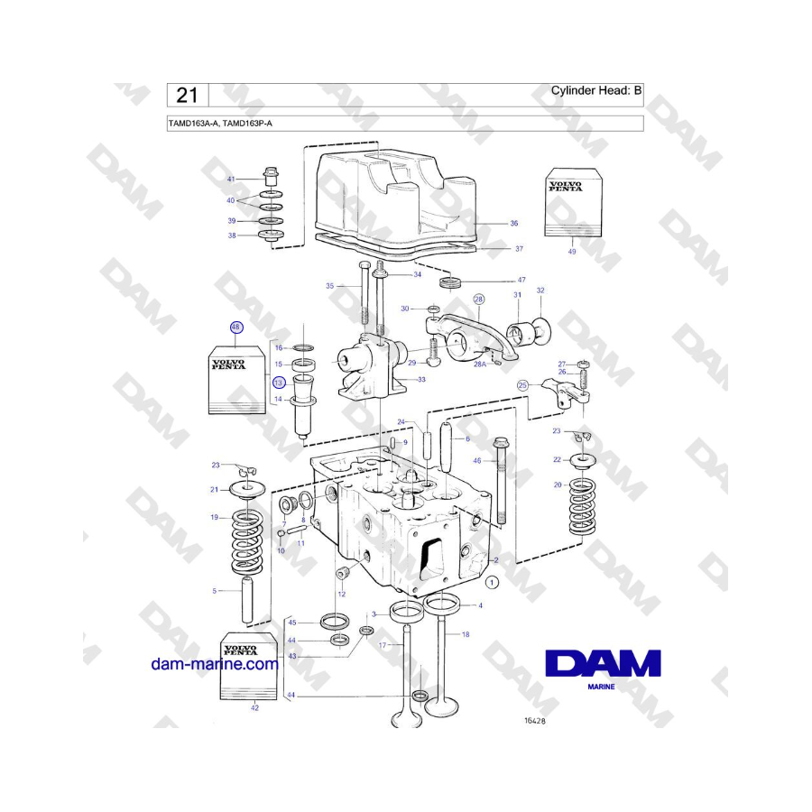 Volvo Penta TAMD163A-A, TAMD163P-A - Cylinder Head: B