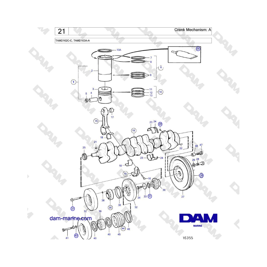 Volvo Penta TAMD162C-C, TAMD163A-A - Crank Mechanism: A