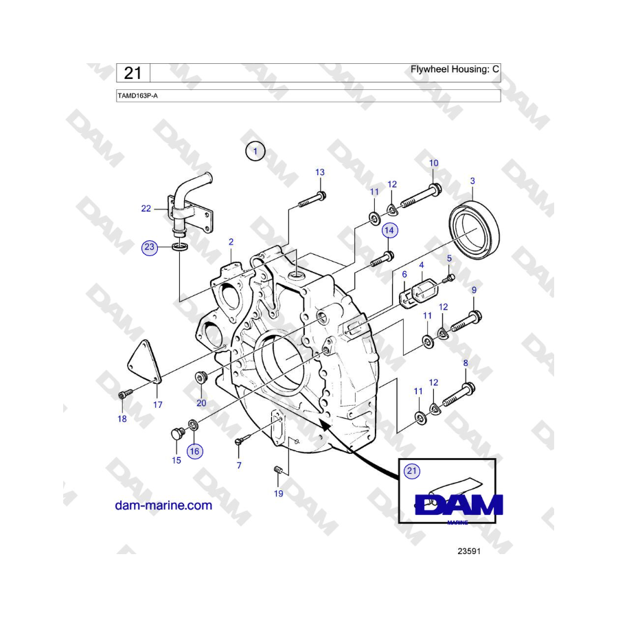 Volvo Penta TAMD163P-A - Flywheel Housing: C 