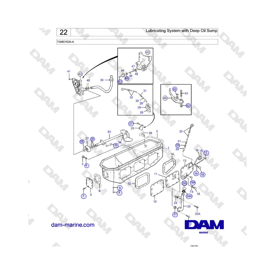 Volvo Penta TAMD163A-A - Lubricating System with Deep Oil Sump