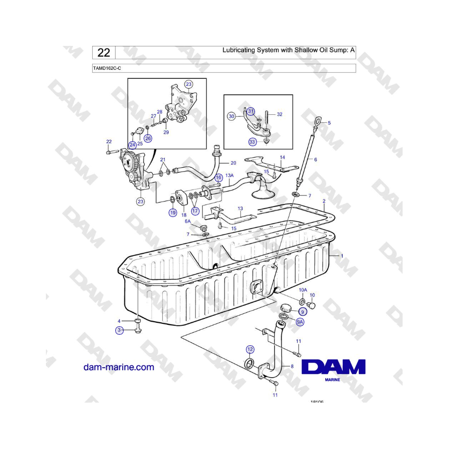 Volvo Penta TAMD162C-C - Lubricating System with Shallow Oil Sump: A 