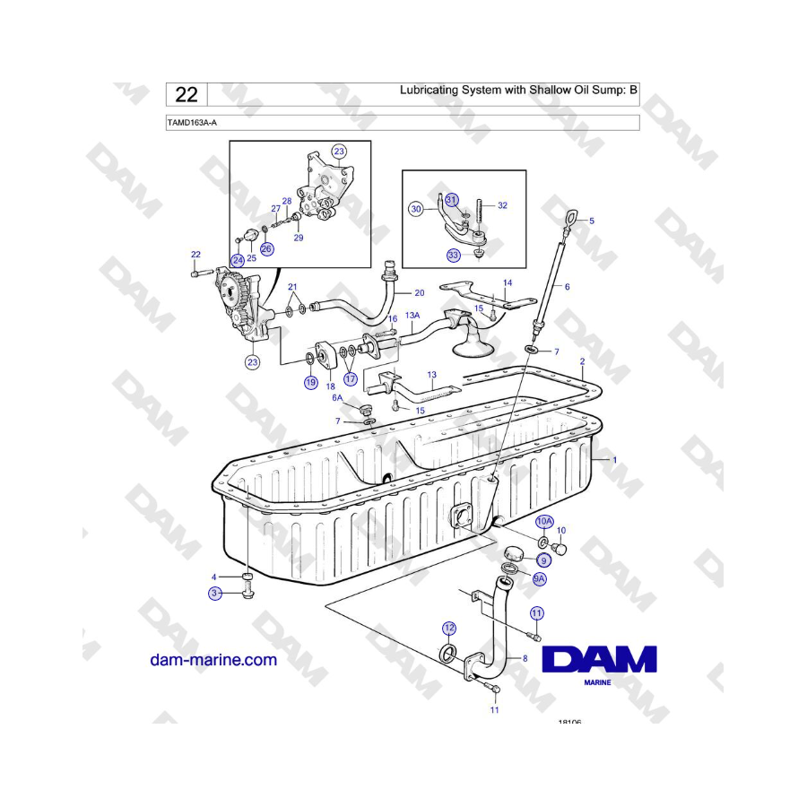 Volvo Penta TAMD163A-A - Lubricating System with Shallow Oil Sump: B 