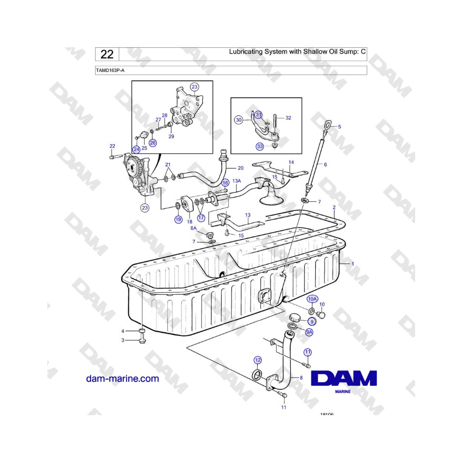 Volvo Penta TAMD163P-A - Lubricating System with Shallow Oil Sump: C 