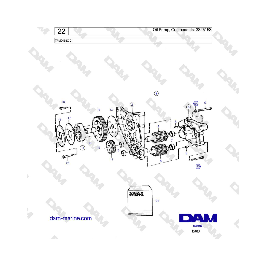 Volvo Penta TAMD162C-C - Oil Pump, Components: 3825153