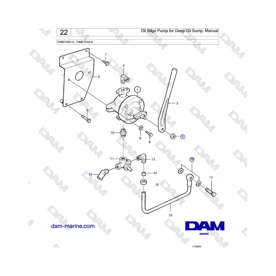 Volvo Penta TAMD162C-C, TAMD163A-A - Oil Bilge Pump for Deep Oil Sump, Manual