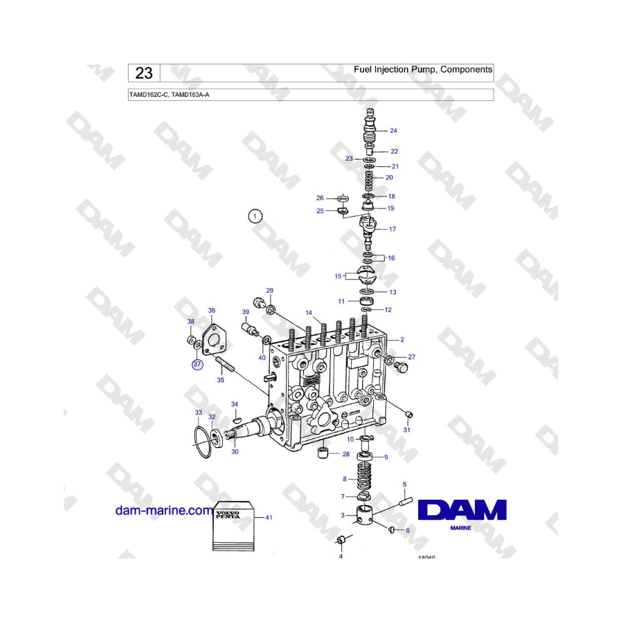 Volvo Penta TAMD162C-C, TAMD163A-A - Fuel Injection Pump, Components