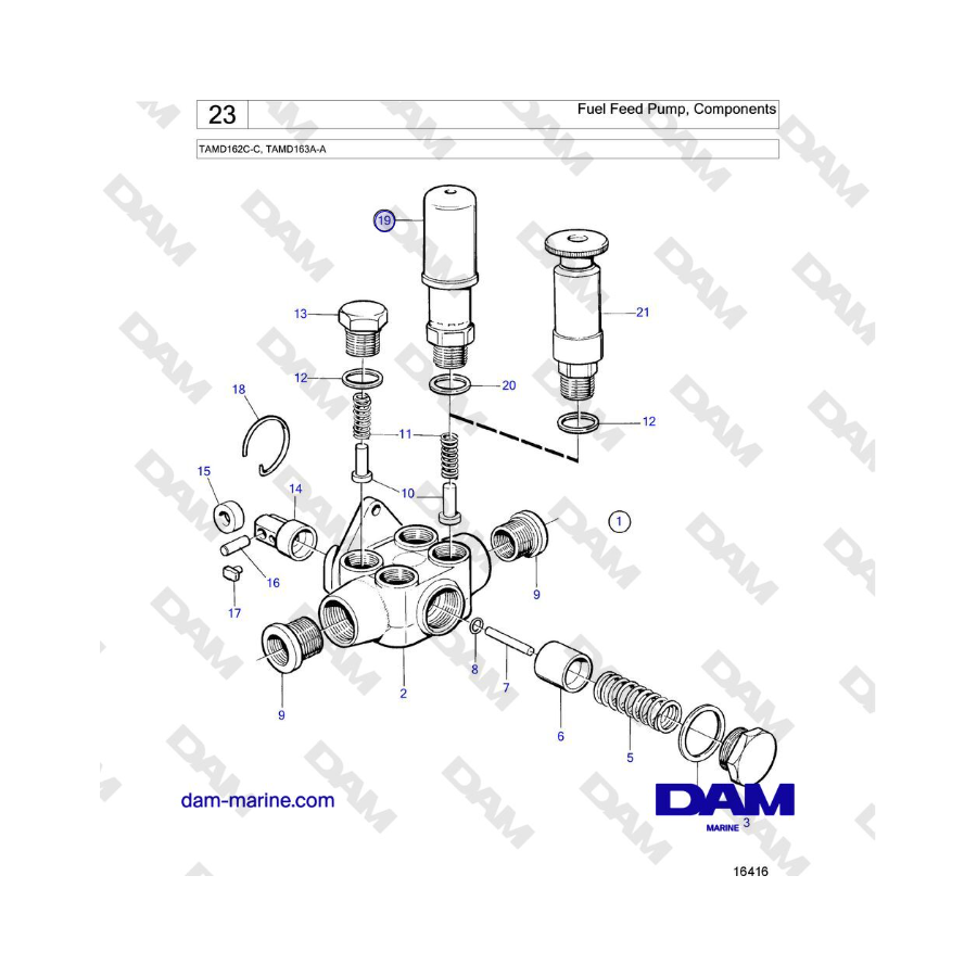 Volvo Penta TAMD162C-C, TAMD163A-A - Fuel Feed Pump, Components 