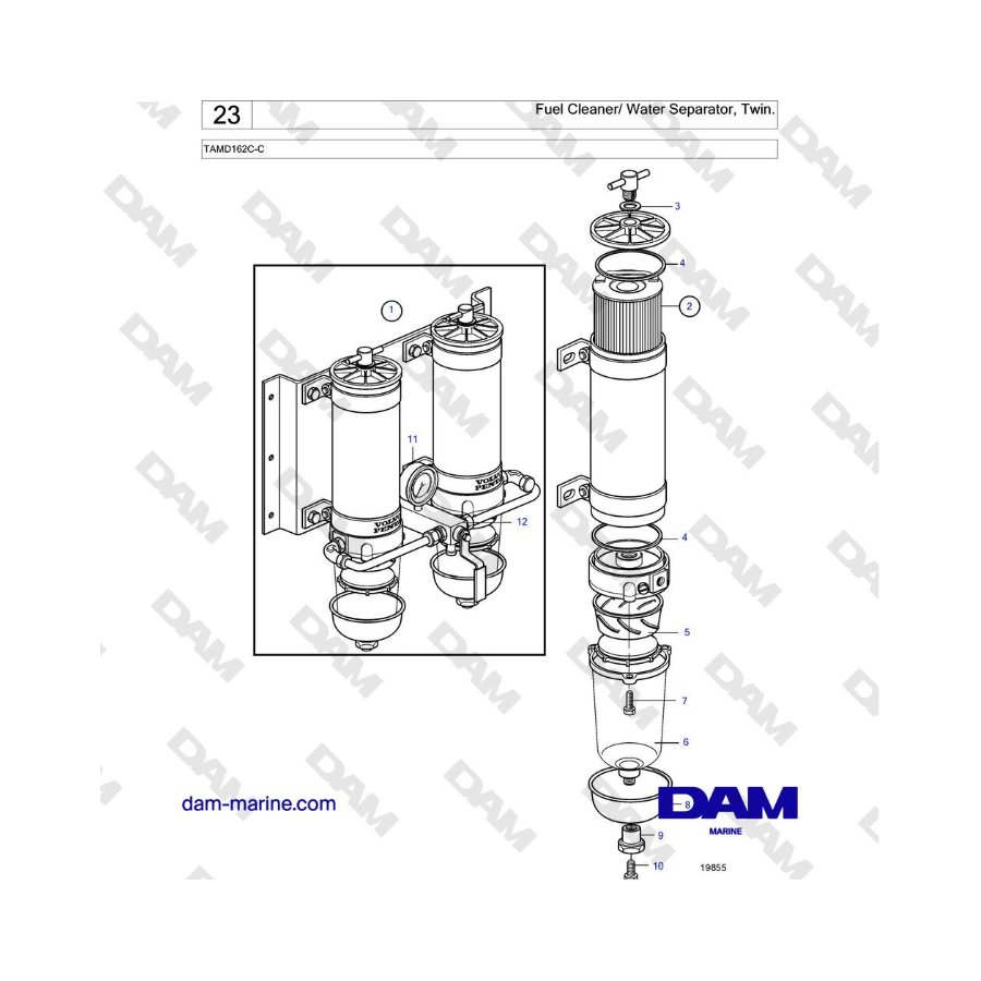 Volvo Penta TAMD162C-C - Fuel Cleaner/ Water Separator, Twin.