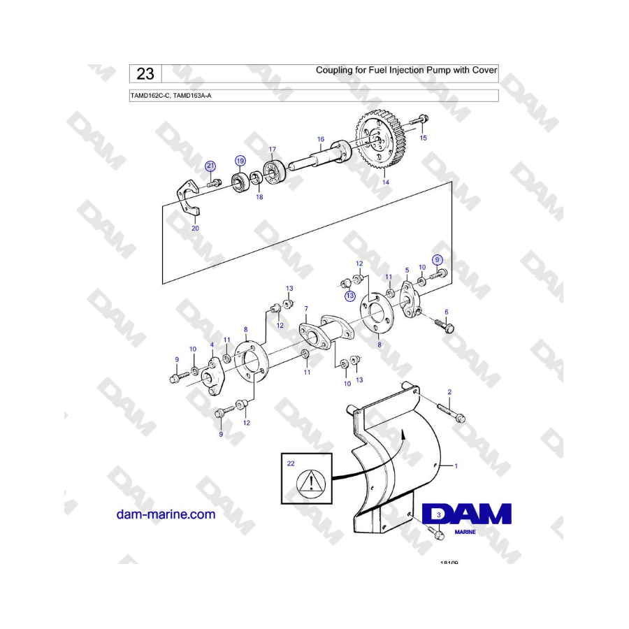 Volvo Penta TAMD162C-C, TAMD163A-A - Coupling for Fuel Injection Pump with Cover