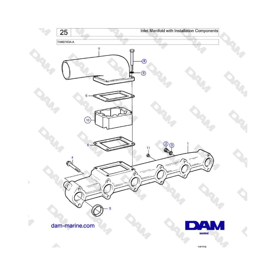 Volvo Penta TAMD163A-A - Inlet Manifold with Installation Components 