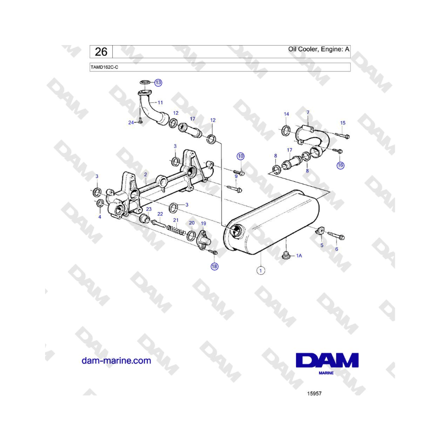 Volvo Penta TAMD162C-C - Oil Cooler, Engine: A