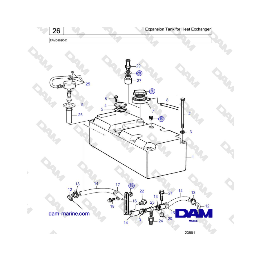 Volvo Penta TAMD162C-C - Expansion Tank for Heat Exchanger