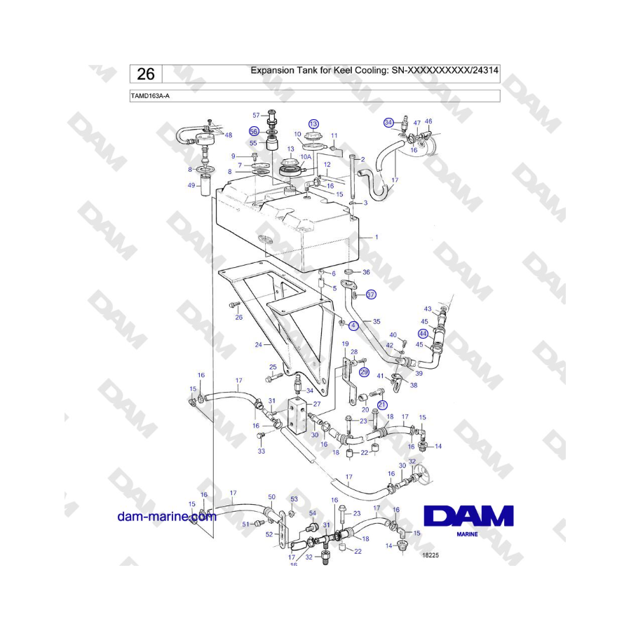 Volvo Penta TAMD163A-A - Expansion Tank for Keel Cooling