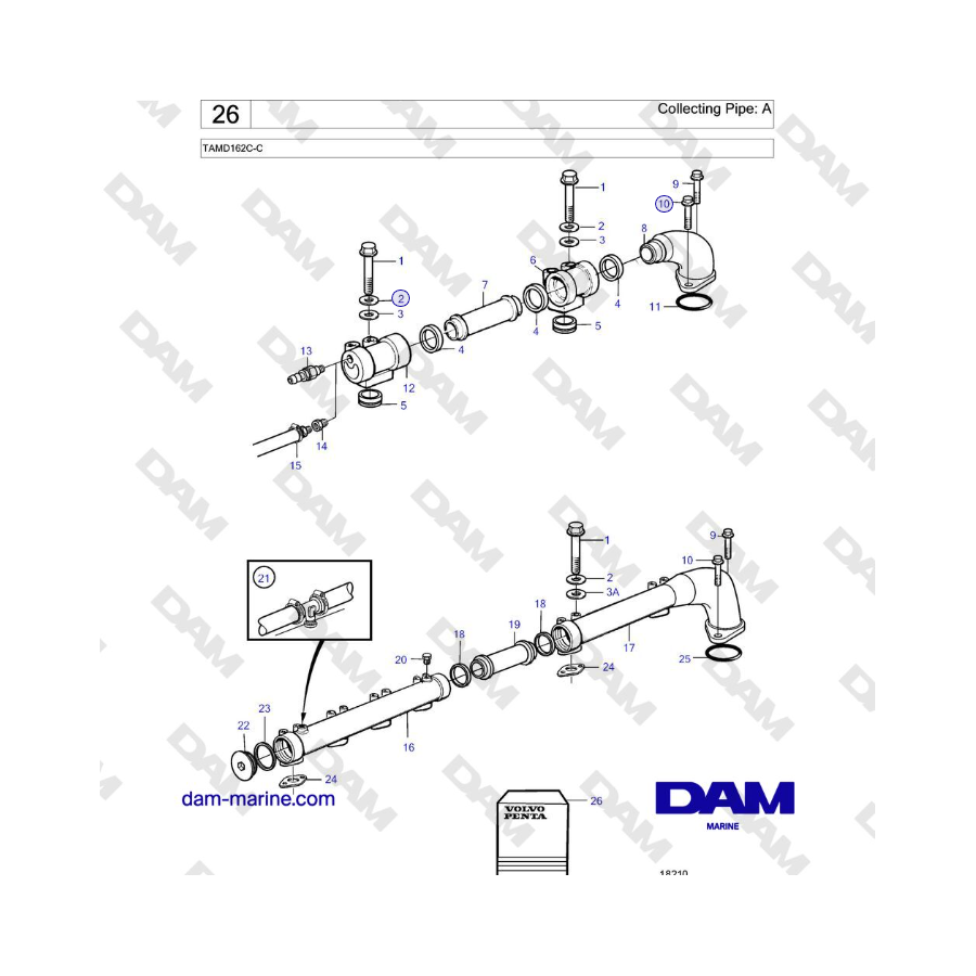 Volvo Penta TAMD162C-C - Collecting Pipe: A