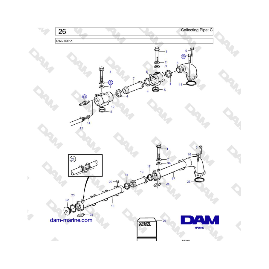 Volvo Penta TAMD163P-A - Collecting Pipe: C