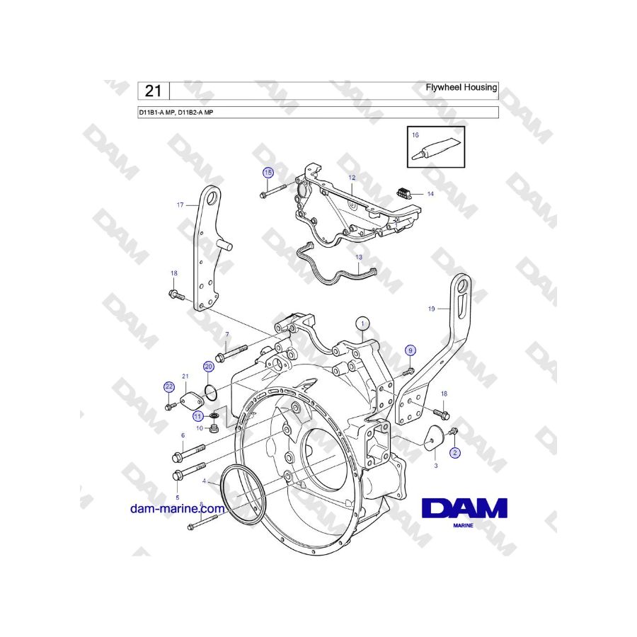 Volvo Penta D11B1-A MP, D11B2-A MP - Flywheel Housing