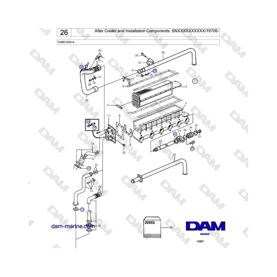 Volvo Penta TAMD163A-A - After Cooler and Installation Components