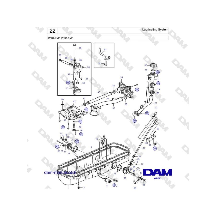 Volvo Penta D11B1-A MP, D11B2-A MP - Lubricating System