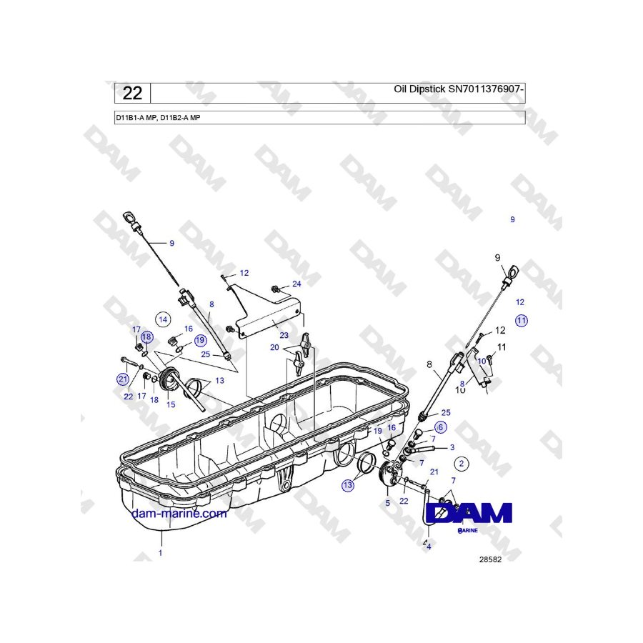 Volvo Penta D11B1-A MP, D11B2-A MP - Oil Dipstick SN7011376907-