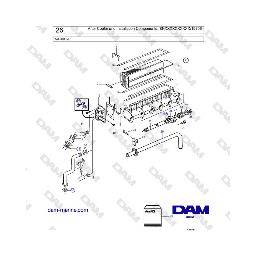 Volvo Penta TAMD163P-A - After Cooler and Installation Components