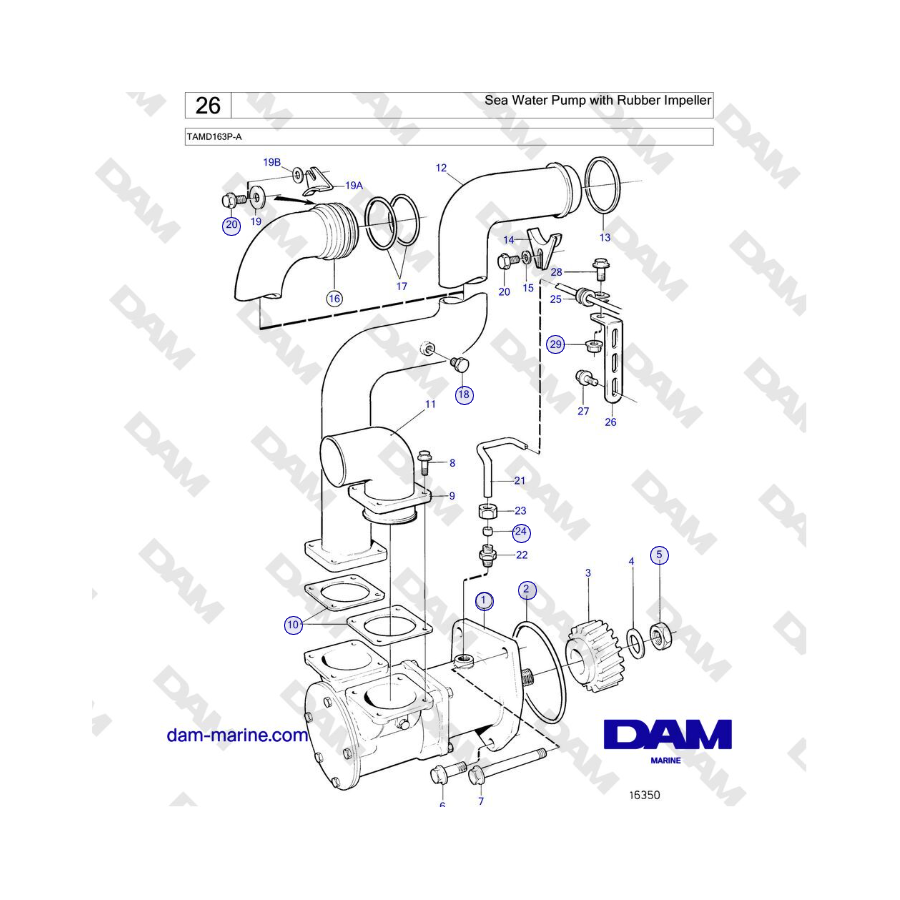 Volvo Penta TAMD163P-A - Sea Water Pump with Rubber Impeller