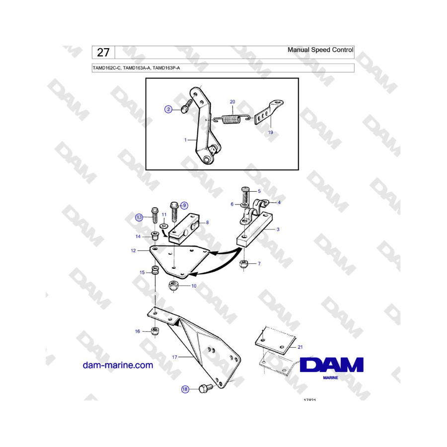 Volvo Penta TAMD162C-C, TAMD163A-A, TAMD163P-A - Manual Speed Control