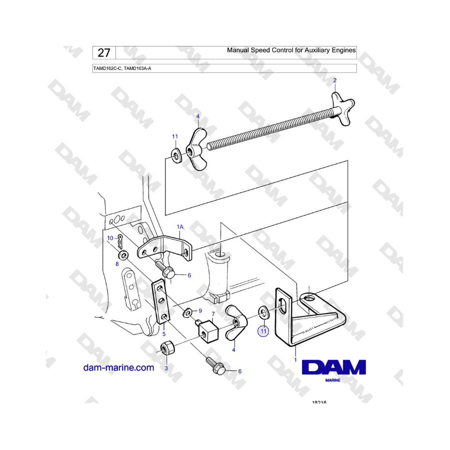 Volvo Penta TAMD162C-C, TAMD163A-A - Manual Speed Control for Auxiliary Engines