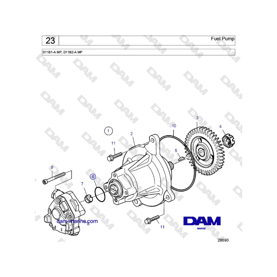 Volvo Penta D11B1-A MP, D11B2-A MP - Fuel Pump