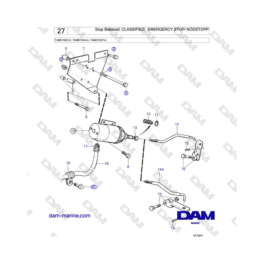 Volvo Penta TAMD162C-C, TAMD163A-A, TAMD163P-A - Stop Solenoid: CLASSIFIED