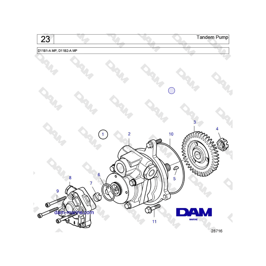 Volvo Penta D11B1-A MP, D11B2-A MP - Tandem Pump