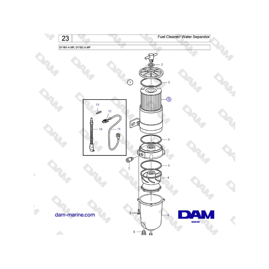 Volvo Penta D11B1-A MP, D11B2-A MP - Fuel Cleaner/ Water Separator