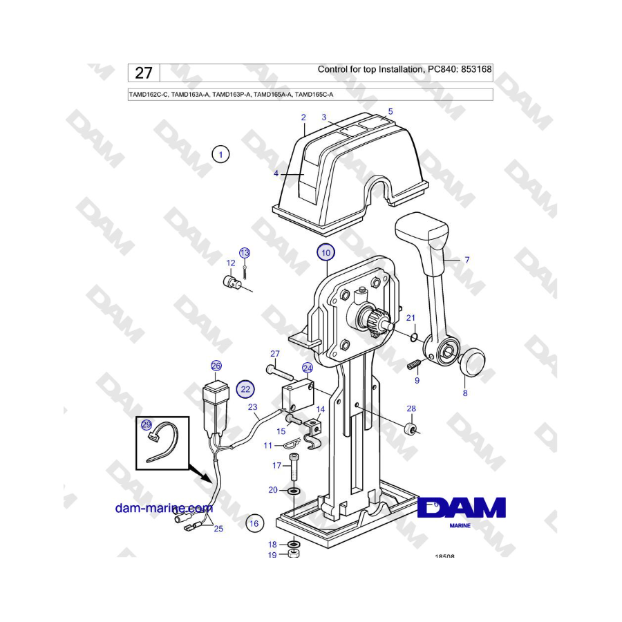 Volvo Penta TAMD162C-C, TAMD163A-A, TAMD163P-A, TAMD165A-A, TAMD165C-A - Control for top Installation, PC840